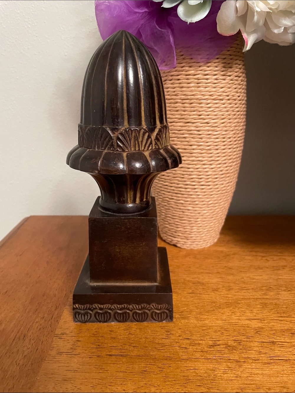 MCM Vintage Heavy Metal Brown Bronze Tone Decorative Tabletop Finial From India